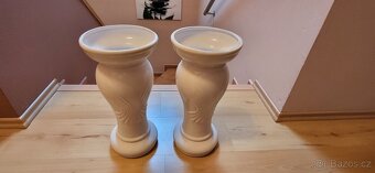 Podstavec pod květináč,keramický,bílý - 2