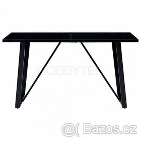 Jídelní stůl černý, 140 x 70 x 75 cm, tvrzené sklo,kov, nový - 2