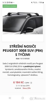 Origo střešní nosiče Peugeot 3008 SUV - 2
