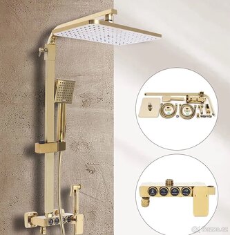 Zlatý sprchový systém - 4 funkce - 2