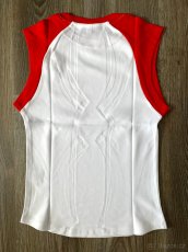 Nové dámské Bílé triko s červeným bez rukávů - 2