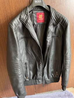 Pánská černá koženková bunda vel. L - 2