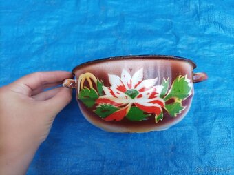 Smaltovaná miska s uchy, průměr 16 cm - 2