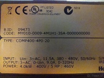 Frekvenční měnič 3f 4kW Honeywell - 2