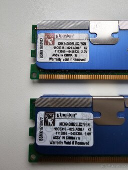 PRODÁM SADU 2x 1GB RAM KINGSTON HYPERX DDR2 800MHz CL4 (2GB) - 2