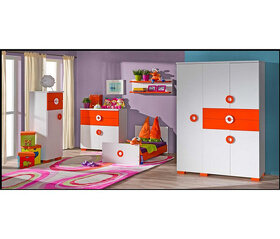 dětská postýlka a komody vč.přebalovacího pultu bílá/modrá - 2