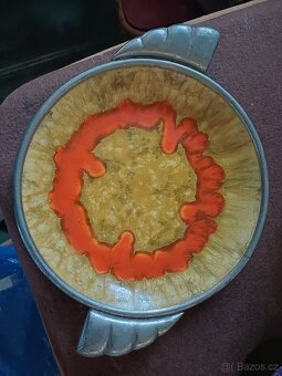 omáčník, starožitný cedník, podnos - 2