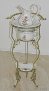 Retro porcelánový mycí set na kovovém stojanu (1) - 2