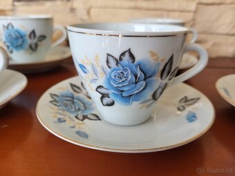 SOUPRAVA KÁVOVÁ S MODROU RŮŽIČKOU- KRÁSNÁ - 2