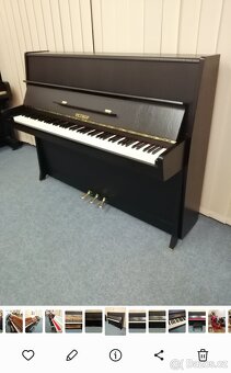 Prodám pianino PETROF K 114, černý satén, TOP stav - 2