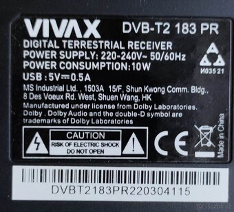 Set-top box DVB-T2 typu VIVAX 183PR - 2