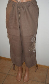 Lněné kalhoty s výšivkou, vel. 44 - 2