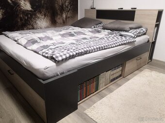 Manželská postel Lanka graphite/dub Sonoma  160x200 - 2