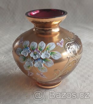 Váza novoborské sklo - pozlacená - 2