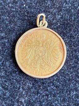 Přívěsek Zlatá mince Desetikoruna Frantiska Josefa I. 1905 - 2