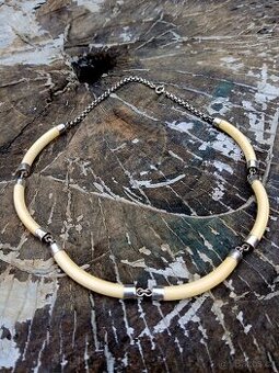 Náhrdelník slonovina + stříbro - 2