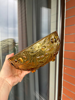 Mísa na nožkách Barolac 21 cm, ambrové sklo, Rosice - 2
