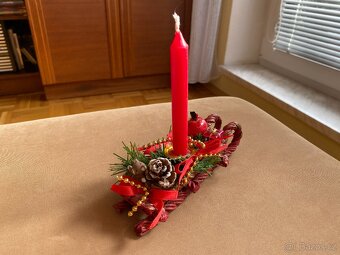 Vánoční dekorace - svícen (sáně) - 2