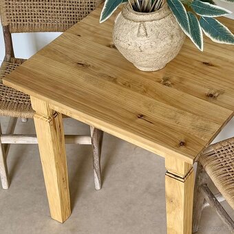 Dřevěný stůl, čtvercová jídelna, malý psací stůl, exotická - 2