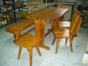 retro styl stůl, lavice, židle a sedátka - 2