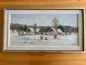 Obrazy - Hašek, Jaro a Zima na Vysočině, olej 44x80 - 2