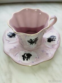 Růžové rokokové šálky s podšálky 2ks - 2