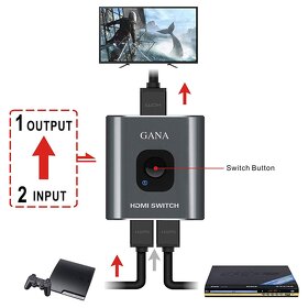 HDMI obousměrný přepínač signálu pro 2 zařízení - 2