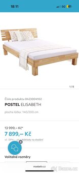 Postel 140cm + matrace +rošt Möbelix - 2