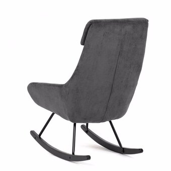 Křeslo houpací, potah žlutá, šedá manšestrová látka - 2