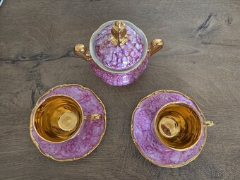 Růžový porcelán - šálky s podšálky a cukřenkou - 2