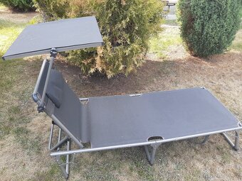 Skládací zahradní lehátko se stříškou proti slunci tmavě šed - 2