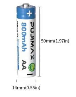 PUJIMAX® AA - 1 x 800mAh, Ni-MH dobíjecí baterie 1200x, NOVÁ - 2