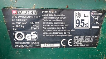 Aku sekačka parkside PRMA 40-Li A3 , nůž 430mm - 2