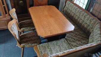 Rustikální rohová lavice+2židle+rozkládací stůl - 2