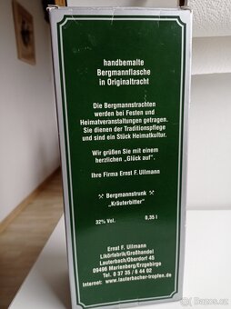 Ručně malovaná hornická láhev plněná bylinkovým hořkým 32 % - 2