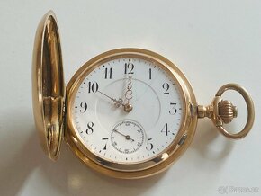 Zlaté 14-karátové kapesní hodinky Systéme Glashütte, 89 g - 2