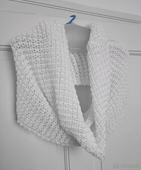 NOVÁ kruhová šála bílo-stříbrná - 2