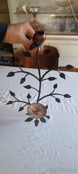 Kovaná nástěnná dekorace - růže a listy - 2