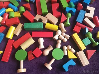 dřevěné kostky na hraní 104 ks - 2