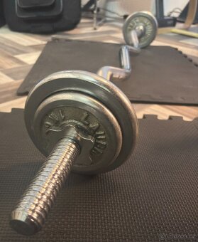 Osa/tyč se 4 závažími (Fitforce BPC 1190 2x 2,5kg + 2x 1 kg) - 2