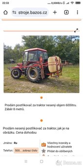 Nesený postřikovač 600L - 2