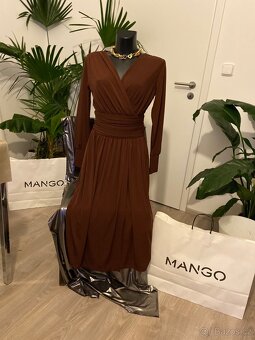 Mango hnede dlouhe saty rukavy nove 38 cerne - 2
