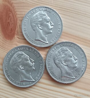 Stříbrné 3 Marky Německo 1909,11,12 Wilhelm II. - 2