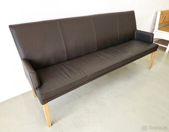 Nová jídelní lavice Pravá kůže hnědá s područkami - 2