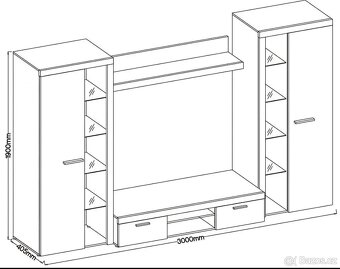 Velká obývací stěna s komodou - 2