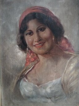 obraz CIGÁNKA IV. /dívka, portrét/, olej, František Votruba - 2