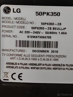 TV LG 50" - 127cm - plasma - 2