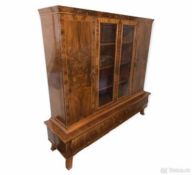 Starožitná knihovna leštěný ořech art deco 30. léta vč. DPH - 2