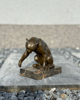 Bronzová socha Kočka hrající si luxusní dekorace dárek - 2