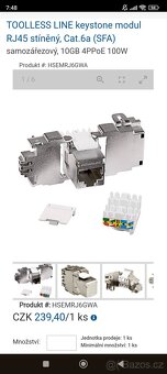 Prodám keystony RJ45 Schrack samozařezavaci stíněné 300ks - 2